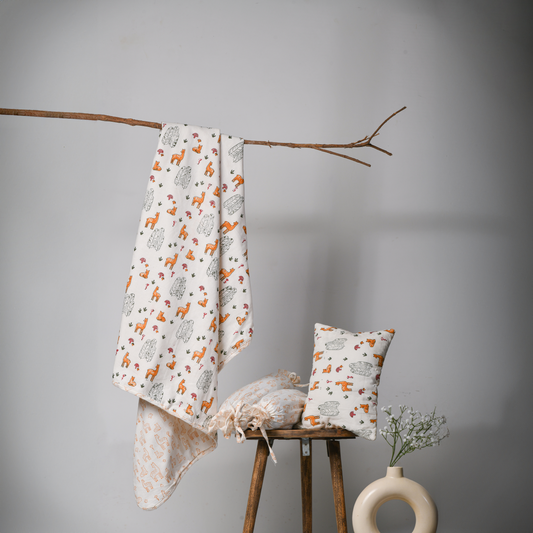 Mini Cot Set with Dohar- Dear Deer