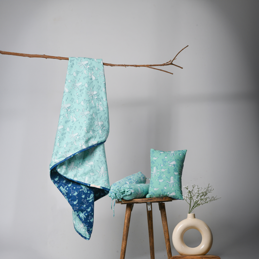 Mini Cot Set with Dohar- Under the Sea