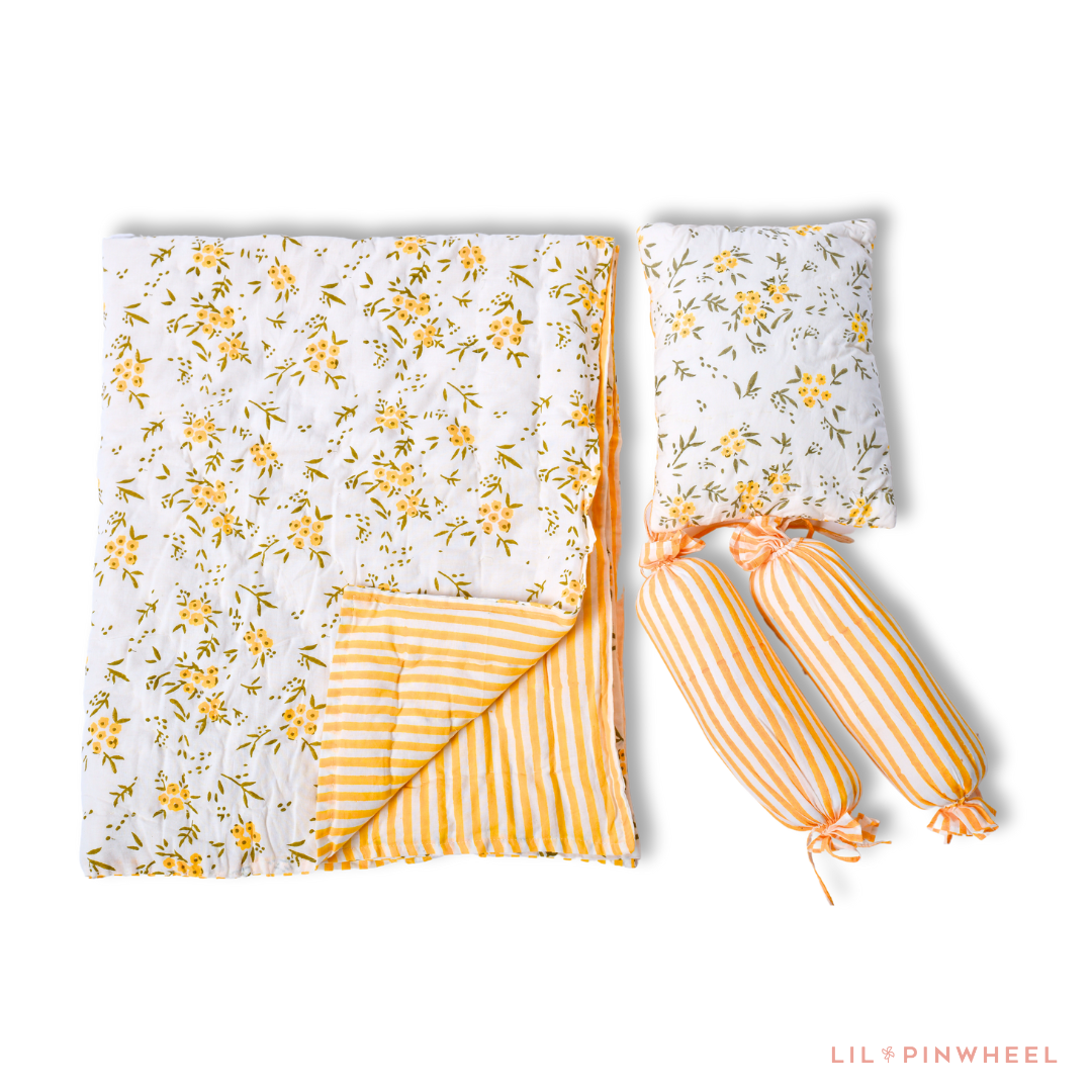 Mini Cot Set with Quilt- Wildflowers Yellow