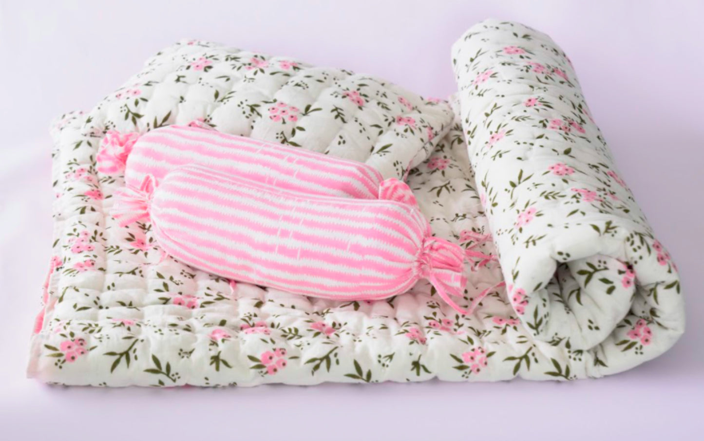 Mini Cot Set with Quilt- Wildflowers Pink