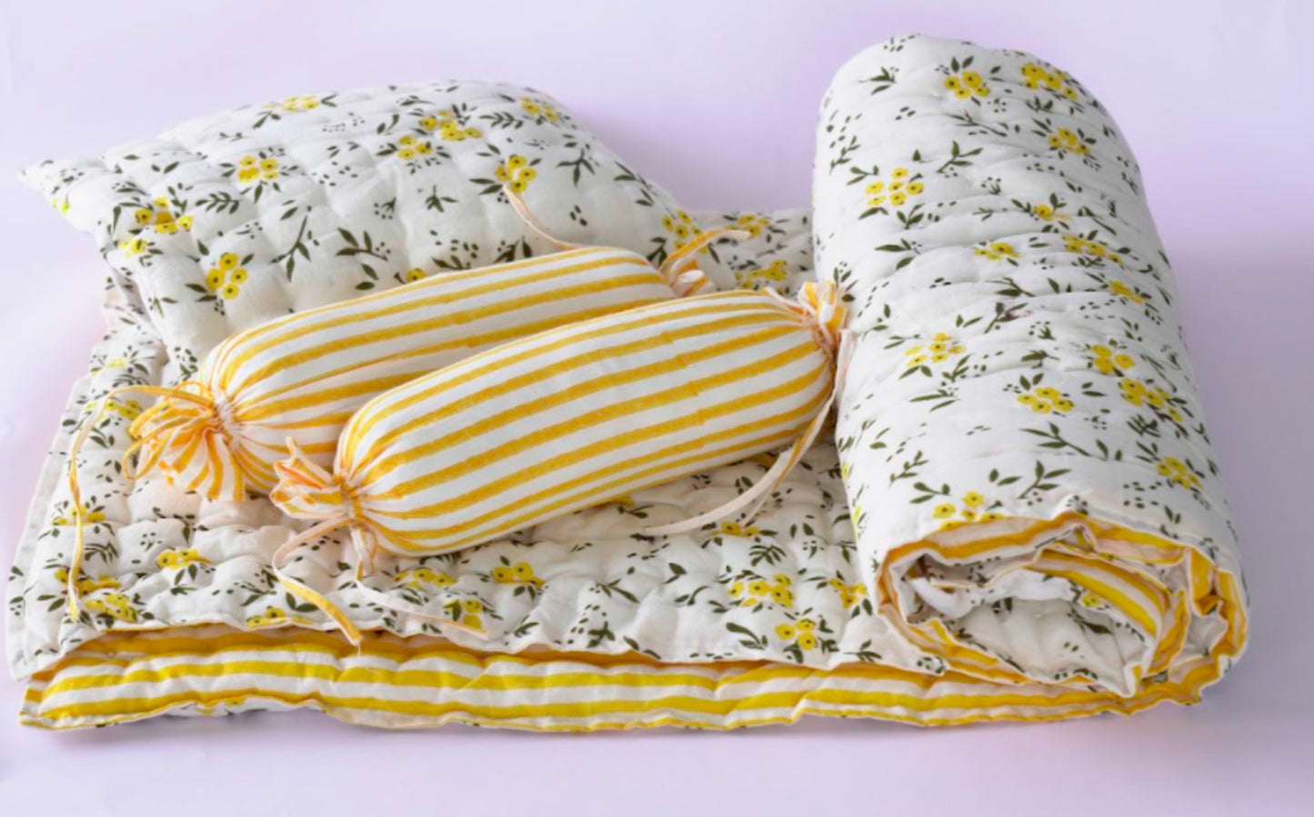 Mini Cot Set with Quilt- Wildflowers Yellow