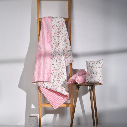 Mini Cot Set with Quilt- Wildflowers Pink