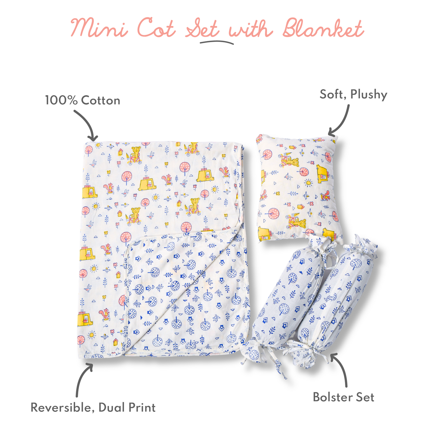 Mini Cot Set with Dohar- Dear Deer