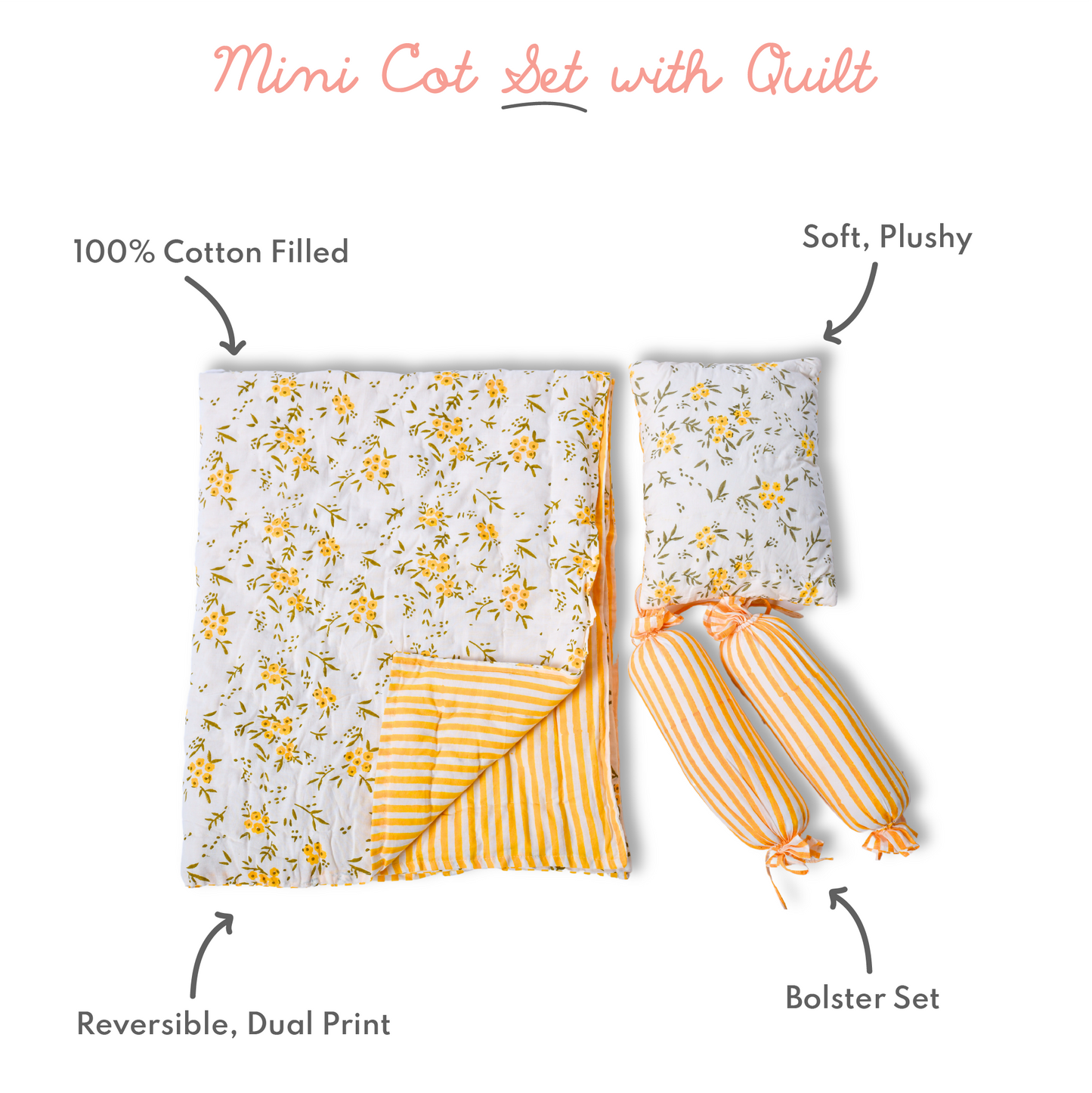 Mini Cot Set with Quilt- Dear Deer